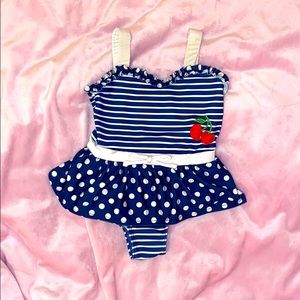 Striped & Polka Dot Cherry Toddler Bathing Suit 🍒